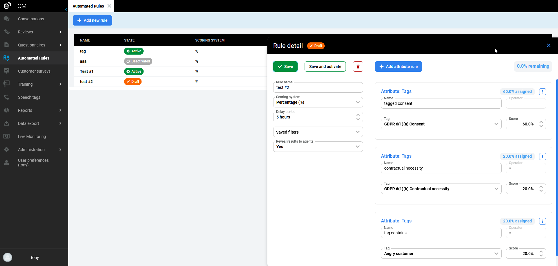 example automated rule